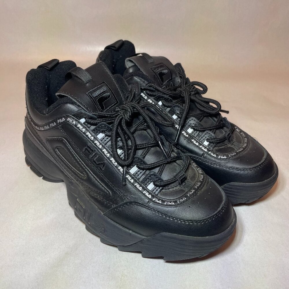 FILA Womens Lace Up Chunky Black Sneakers